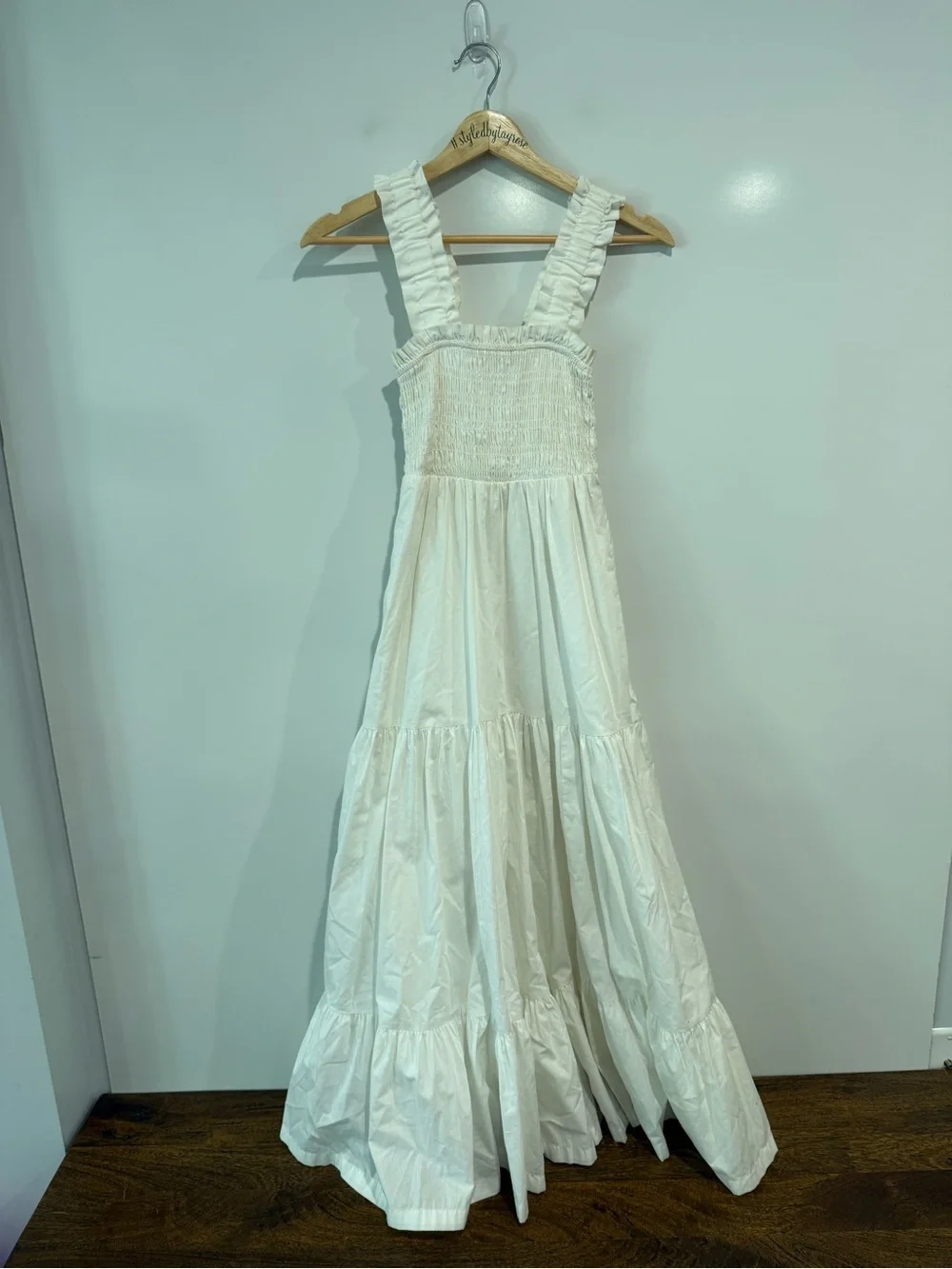 Abercrombie & Fitch White Smocked Maxi Tiered Dress